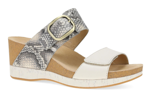 Dansko Shannon: Snake Ivory Leather Sandal