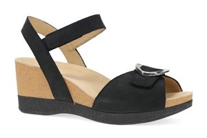 Dansko Stella: Black Milled Nubuck Sandal