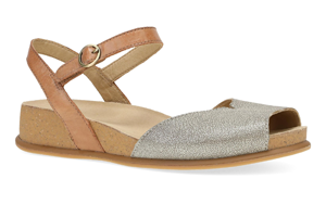 Dansko Cass: Platino/Tan Leather Sandal