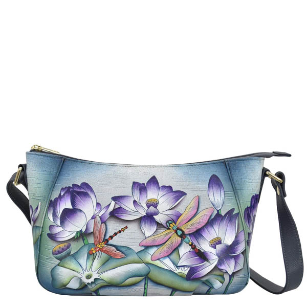 Anuschka Hand Painted Flap Crossbody Bag w/ Coin Purse - Elements Unleashed